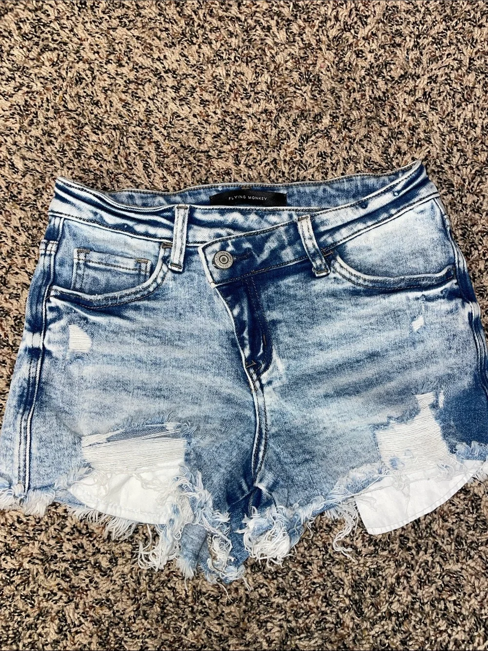 Flying Monkey Distressed Denim Shorts Mid Rise Blue Size 25 | Like New
